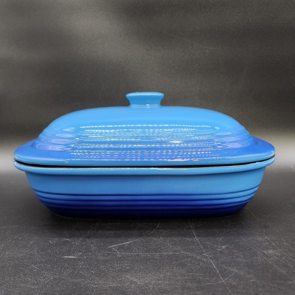Unbranded Blue  Rectangular Casserole Dish‎ Lidded Stoneware Non-stick Coating